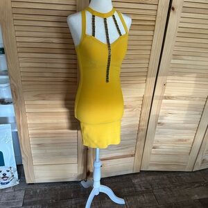 Marciano Yellow Strappy Mini Dress